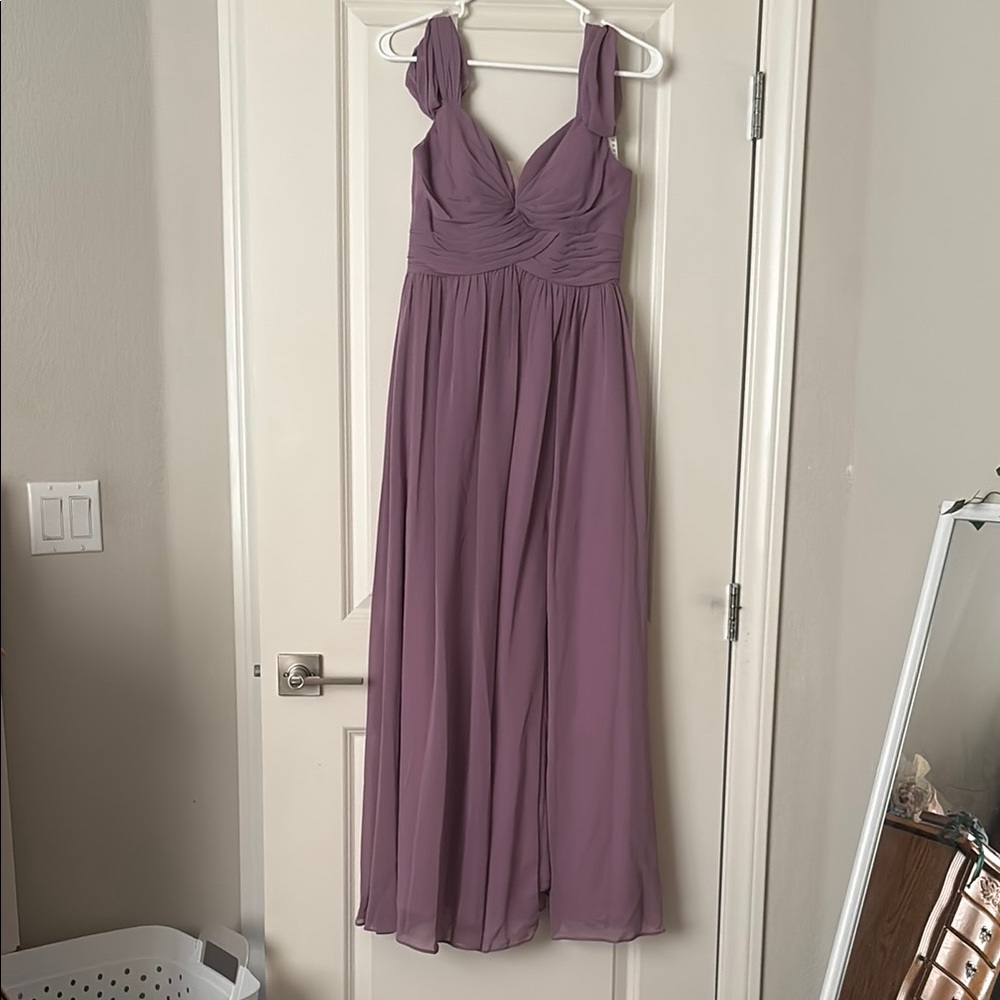 Azazie Purple Ruched Sweetheart Maxi Dress